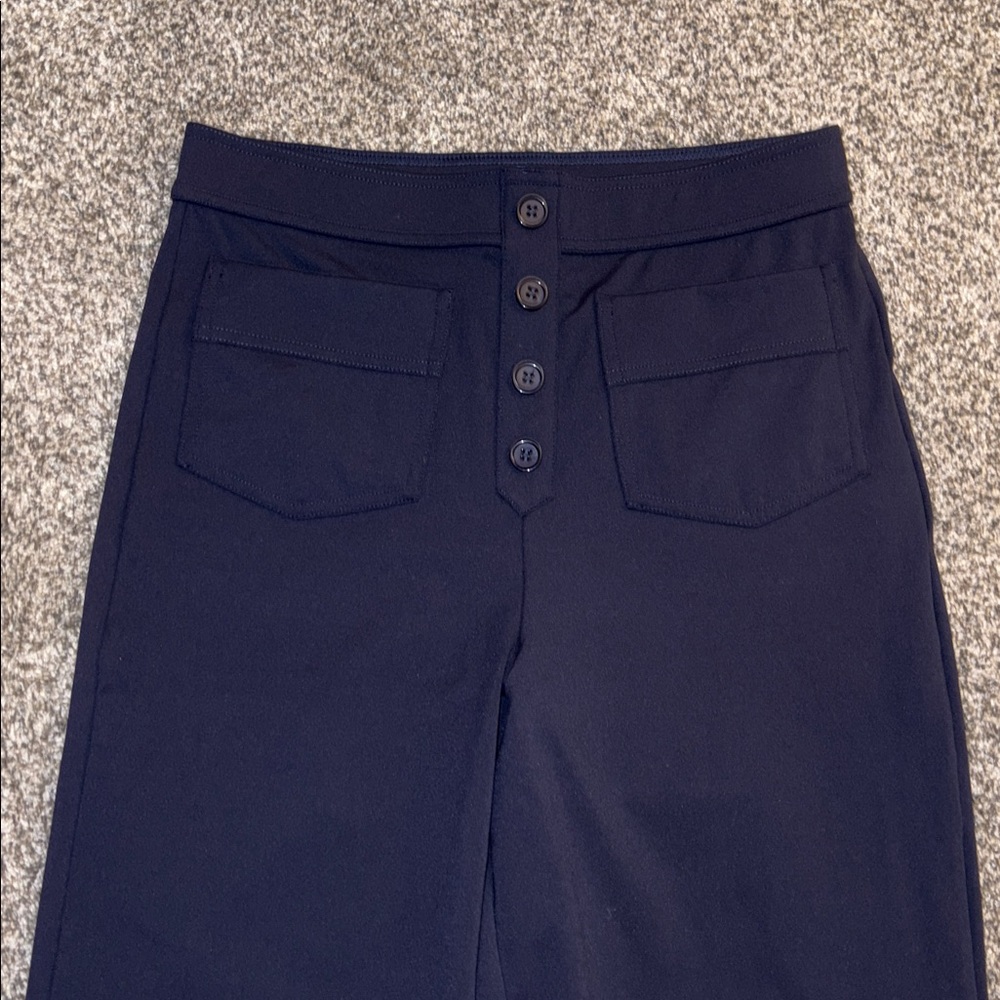 Halara High Waisted Button Multiple Pockets Straight Leg Casual Pants in Navy - Picture 5 of 6